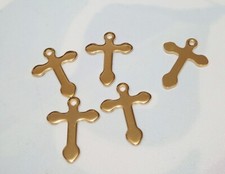 5pz ciondoli croce in acciaio inox 16x12mm colore oro bijoux