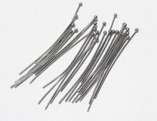  25pz spilli pallina in acciaio inox  40x0.7mm colore argento scuro bijoux