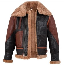 Giacca B3 RAF marrone uomo bomber volante pelliccia aviatore Irvin vera pelle shearling