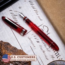 Omas - 360 Lucens Red HT n.017/360 - Fountain pen - Nib M 18k