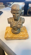 STATUA STATUETTA MEZZO BUSTO IMPERATORE ROMANO AUGUSTO IN BRONZO - UNICA