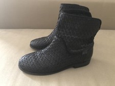 oXs stivaletti stivali tronchetti pelle intecciata Nero n.36