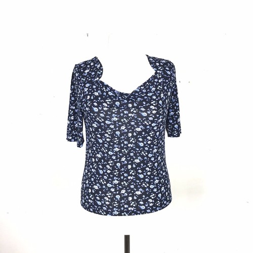 Maglia donna blu con fiori - da,