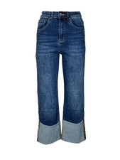 KARMA jeans donna denim stone-washed con risvolto 50139  RISVOLTO MADE IN ITALY