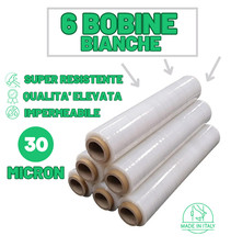 Film Estensibile Bianco 6 Rotoli Per Imballaggi 2,4 Kg 50cm Pellicola Manuale