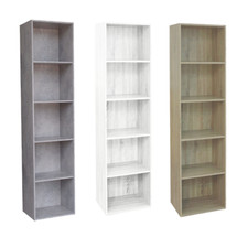 Libreria componibile modulare Scaffa in MDF Bianco-Cemento-Rovere Cm 132H/172H