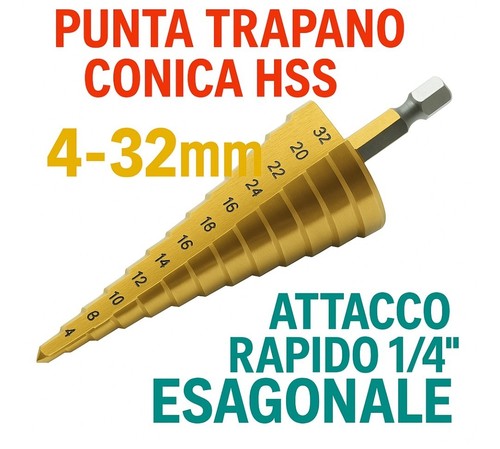 Punta trapano cono conica - , hss