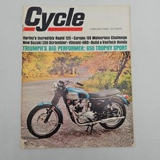 FEBRUARY 1968 CYCLE Vintage Motorcycle Magazine Triumph Harley Suzuki Scrambler
