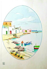 Aldo RISO, incisione Firmata e Certificata  colorata a mano cm. 50 x 70