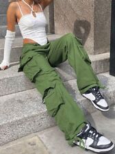 PANTALONI DONNA CAMO CARGO VERDE VERDI GREEN ROCK - GOTH - PUNK TAGLIA S