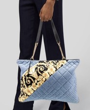 versace Quilted Denim Tote