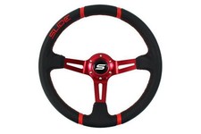 Volante sportivo volante per DRIFT KJS motorsport 350mm offset:90mm Leather Red