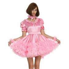 Sissy maid pink dress cosplay