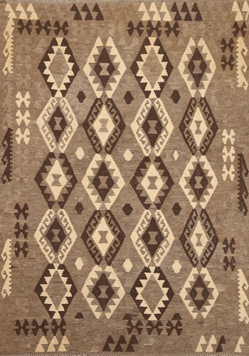 Brown geometric kilim wool - geometric,