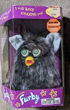Visone Furby grigio argento 70-800 occhi verdi tigre nuovo con scatola 1999 sigillato RARO!