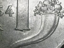 1 LIRA 1954 ERRORE GLOBETTO IN RILIEVO E MEZZALUNA IN INCUSO SOTTO VALORE [U036]