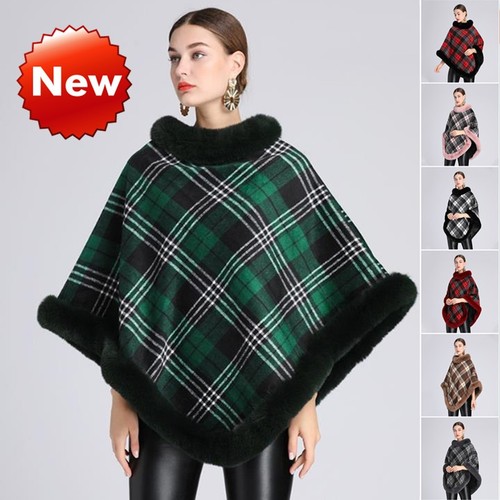 Poncho donna scialle pelliccia