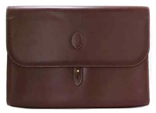 Cartier Must Line Valigetta Borsa Business Pelle Bordeaux 33,5x24x3cm Usata