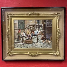 quadro dipinto a olio su tavola classico con cornice in stile antico napoletano