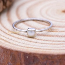 Naturale Quadrato Perla Gemma Anello 925 Argento Sterling Fatto a Mano Gioielli