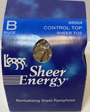 NOS Leggs Sheer Energy Pantyhose Control Top Sheer Toe B Nude Movie Prop