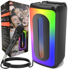 DIFFUSORE PORTATILE CASSA BLUETOOTH MP3 KARAOKE USB AUX 160WATT MAJESTIC FLAMET2