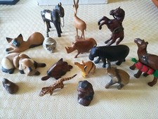 Piccola collezione animali in legno di produzione artigianale e etnica - 15 pz