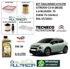 KIT TAGLIANDO FILTRI OLIO ORIGINALE 5W30 CITROEN C3 III 1.6 HDI 55KW 75 CAVALLI