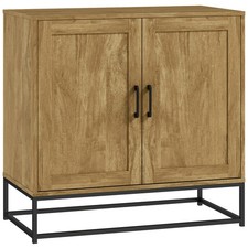 HOMCOM Credenza da Cucina a 2 Livelli in Truciolato e Acciaio Legno Naturale