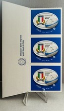 ITALIA 2024 FEDERAZIONE ITALIANA RUGBY STRISCIA 3 VALORI LOGO MIMIT FRANCOBOLLO