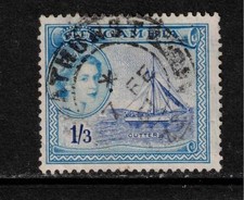 Gambia 1953-59 SG179 1/3d - taglierina usata ultramarina e blu pallido