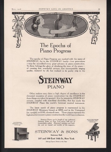 1908 steinway pianoforte - 1908,