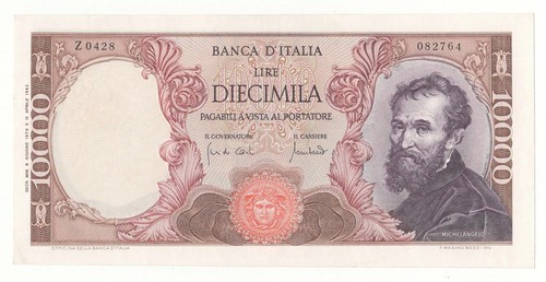 10000 lire michelangelo - michelangelo, decr