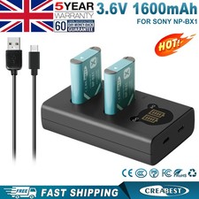 2x Batteria NP-BX1+Caricabatterie per Sony CyberShot DSC HX50 HX90 DSC-RX100 HX50V H400