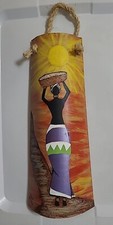 TEJA DECORADA PINTADA A MANO "Mujer Africana" PIASTRELLA DECORATA DIPINTA A MANO 