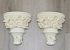 Coppia di applique vintage uccellino resina bianca antica mensola da parete decorazione casetta