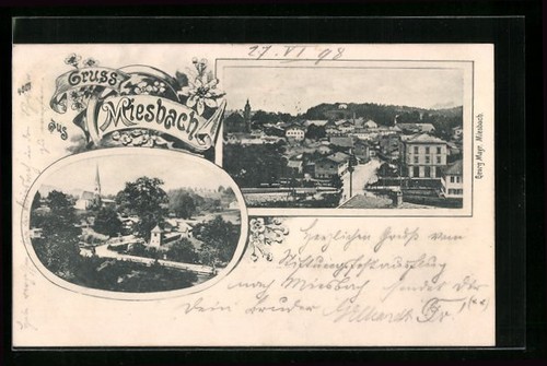 Cartolina miesbach vedute del - miesbach,,