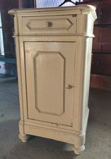 Comodino D'Epoca con Ripiano Marmo Lavorato Bianco