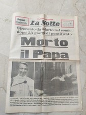Quotidiano  La Notte Giornale 29 Settembre 1978 Morte Papa Giovanni Paolo I