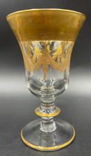 CALICE COPPA BICCHIERE MURANO FESTONI CRISTALLO D'ARTE  TRASPARENTE ORO