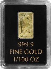 Lingotto d'oro 1/100 oz 999,9
