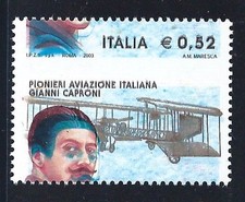 2003 REPUBBLICA, n.2704 Gianni Caproni Euro 0,52 MNH ** INTERESSANTE VARIETÀ