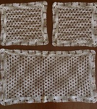 Tris Set  centrini Uncinetto Écru/beige Sfumato Regali Per Ogni Occasione