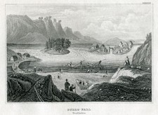 Gullo Fall, Trollhatta - Schweden - Stahlstich