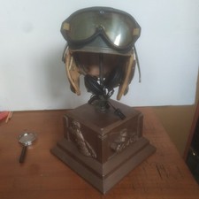 Casco Carrista Italiano M6 Degli anni '50 compreso di Cuffie Radio+ Piedistallo 