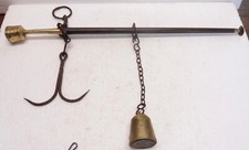 Raro Bilancia Romana Scourge Legno Marcatura Ottone XVIII O Inizio XIX