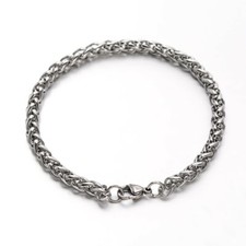1pz bracciale con catena spiga in acciaio inox 21cm x5mm colore argento scuro
