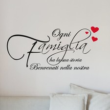 Adesivo murale famiglia wall stickers decorazione casa frase amore cuore a0872