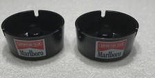 2 Posacenere vintage anni 80 Marlboro Adventure Team barra melamina promo nero Bro#1601