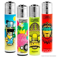8 Accendini CLIPPER Large e Micro A SCELTA colorati ricaricabili decorati•